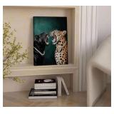 $66 Funny Cheetah Canvas Wall Art Emerald Green Leopard Print 24x36in
