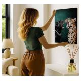 $66 Funny Cheetah Canvas Wall Art Emerald Green Leopard Print 24x36in
