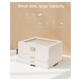 Clear Lid Jewelry Box, 3-Layer Organizer with 2 Drawers
