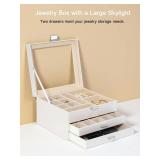 Clear Lid Jewelry Box, 3-Layer Organizer with 2 Drawers