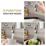 FORIOUS Kitchen Faucet with Sprayer, Brushed Nickel, Single Handle