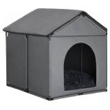 $70 Medium Dog House, Soft Indoor, Internal 26x24x20in, Cushion, Gray