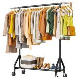 $90 Clothes Rack 450 LBS Load, Metal, Rolling, Black, with Wheels