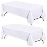WEALUXE White Table Cloths, 6-Foot Rectangular Tables, 4-Pack