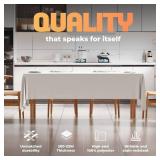 WEALUXE White Table Cloths, 6-Foot Rectangular Tables, 4-Pack