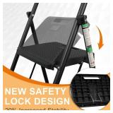 $50 3-Step Ladder Portable Steel Folding Stool, Wide Anti-Slip Pedal