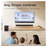 $102 Karaoke Soundbar with Subwoofer, 2 Wireless Mics, Bluetooth, TV