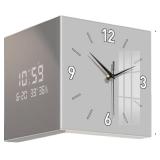 $120 Double-Sided Corner Clock, Square Digital Wall Mounted Milk White