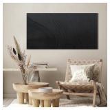 $60 Black Wall Art Canvas - Textured Modern Wall Decor 20x40
