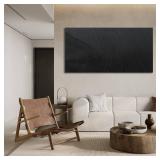$60 Black Wall Art Canvas - Textured Modern Wall Decor 20x40