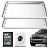 2Pcs Stainless Steel Oil Drip Pan for Under Car, 24x16x1.9 In