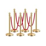 $89 VEVOR Stanchions and Velvet Ropes, 6 Pcs, Hollow Base, Red Ropes