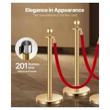 $89 VEVOR Stanchions and Velvet Ropes, 6 Pcs, Hollow Base, Red Ropes