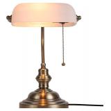 $59 Newrays Glass Bankers Desk Lamp with Pull Chain Switch Satin Brass