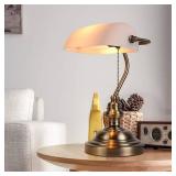$59 Newrays Glass Bankers Desk Lamp with Pull Chain Switch Satin Brass