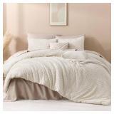 Andency King Size Beige Comforter Set, 3-Pc, Down Alternative