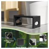 7 Inch Bamboo Toilet Stool, Foldable, Black
