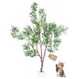 $90 Artificial Olive Tree 7ft with White Planter, Wood Trunk