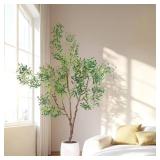 $90 Artificial Olive Tree 7ft with White Planter, Wood Trunk