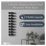 $47 9-Bottle Black Metal Wall-Mounted Wine Rack