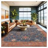 $274 Boho Navy Blue 10x14 Area Rug - Living/Dining/Bedroom, Non-Slip
