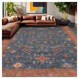 $274 Boho Navy Blue 10x14 Area Rug - Living/Dining/Bedroom, Non-Slip
