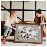 $56 USA Photo Map - 50 States Travel Map, 24 x 36 in, Unframed Gray