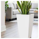 $60 Worth Garden 20" Tall Planters Set of 2 White Tapered Plastic Pots