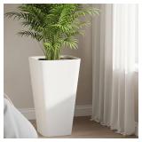 $60 Worth Garden 20" Tall Planters Set of 2 White Tapered Plastic Pots