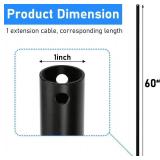 $62 60 Inch Ceiling Fan Downrod, 1.02 Dia, Matte Black, Unthreaded