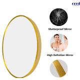 Gold Round Mirror 24" Circle Wall Decor with Metal Frame