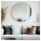 Gold Round Mirror 24" Circle Wall Decor with Metal Frame