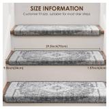 $120 Bullnose Stair Treads, Non-Slip Carpet, Grey, 29.5x9.5x1.5, 14pcs