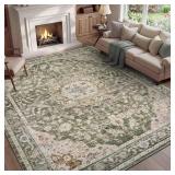 $220 PADOOR 9x12 Area Rug - Soft Olive, Machine Washable, Non-Slip
