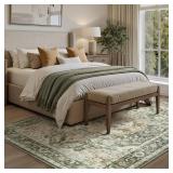 $220 PADOOR 9x12 Area Rug - Soft Olive, Machine Washable, Non-Slip