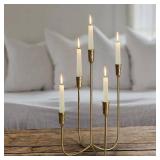 $60 5-Candle Cast Iron Candelabra Candlestick Holders 15-Inch Brass