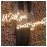 $87 Will You Marry Me Sign Large 43" Neon 12V - Dimmable, 2pc Decor