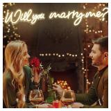 $87 Will You Marry Me Sign Large 43" Neon 12V - Dimmable, 2pc Decor