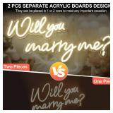 $87 Will You Marry Me Sign Large 43" Neon 12V - Dimmable, 2pc Decor