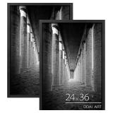 DOAI ART 24x36 Poster Frame Black 2 Pack HD Plexiglass