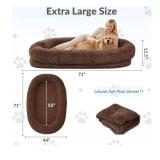 $89 71"x44"x12.5" Human Dog Bed for Adult Faux Fur Extra Large