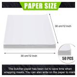 Sublimation White Butcher Paper Disposable Butcher Paper Sheets Square Meat Sheet Precut No Wax for Heat Press, Wrapping Meat, Art Project(BULK,12 x 12 Inches)