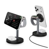 3 in 1 Wireless Charging Station for Apple Magsafe Charger Stand,15W Fast Magnetic Charging Station for iPhone 17 Air 16 15 14 13 12 11 Series, Watch Ultra & AirPods Apple Devices, Cell Phone Dock