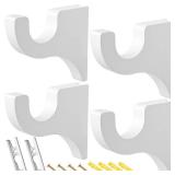 Briwooody 4 Pack Wooden Curtain Rod Brackets Curtain Rod Holder Wood Brackets Classics 3 1/2 Return Bracket for 2 Pole (White)