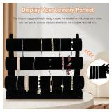 OSPNIEEK Velvet Bracelet Holder with 3 Tier Rack, Black Detachable Jewelry Display Stand T-Bar Necklace Storage Organizer for Bangles Watch Bracelets Scrunchies Organization Showcase