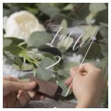 UNIQOOO 20 Pack Place Card Holders | Rustic Walnut Wood Escort Cards Display Stands | Table Number Sign and Photo Stand | Perfect for Retail Shop, Cafe, Home, Wedding, Dinner Party Events Decoration