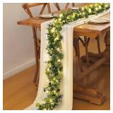 Dolicer 2 Packs 6FT Artificial Eucalyptus Garland with LED Light String, Faux Greenery Garland Hanging Fake Silver Dollar Eucalyptus Leaves Vines for Wedding Backdrop Arch Table Wall Party Home Decor