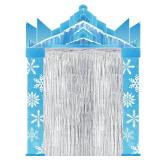 wearage 71 Inch Winter Party Door Banner with Fringe Foil Curtain Castle Frozen Theme Party Decoration Door Cover Classroom Wonderland Porch Decor for Classroom Home