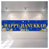 Tatuo Large Happy Hanukkah Party Decoration Supplies Hanukkah Photography Backdrop 70.9 x 43.3 Inch Chanukah Menorah Blue Shiny Lamp Chanukah Background Party Festive Indoor Outdoor Yard Home