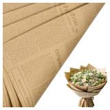 LeZakaa BULK Kraft Newsprint Flower Wrapping Paper -Reversible Floral Bouquet Paper -Brown Font Kraft Newsprint Design for Valentine